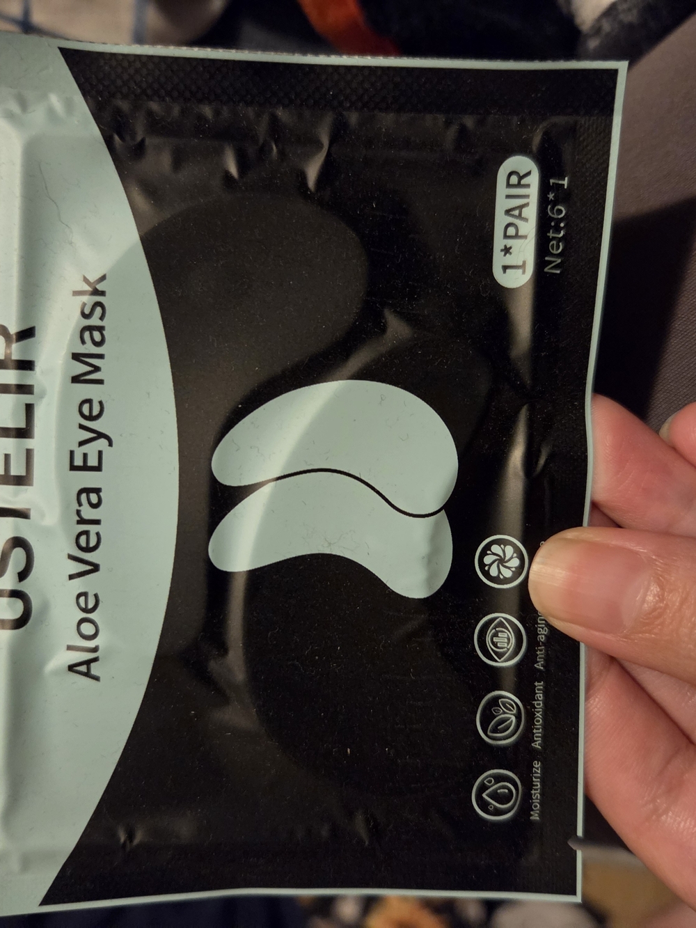 USTELIR Aloe Vera Eye Mask Under Eye Patches 1 Pair NEW